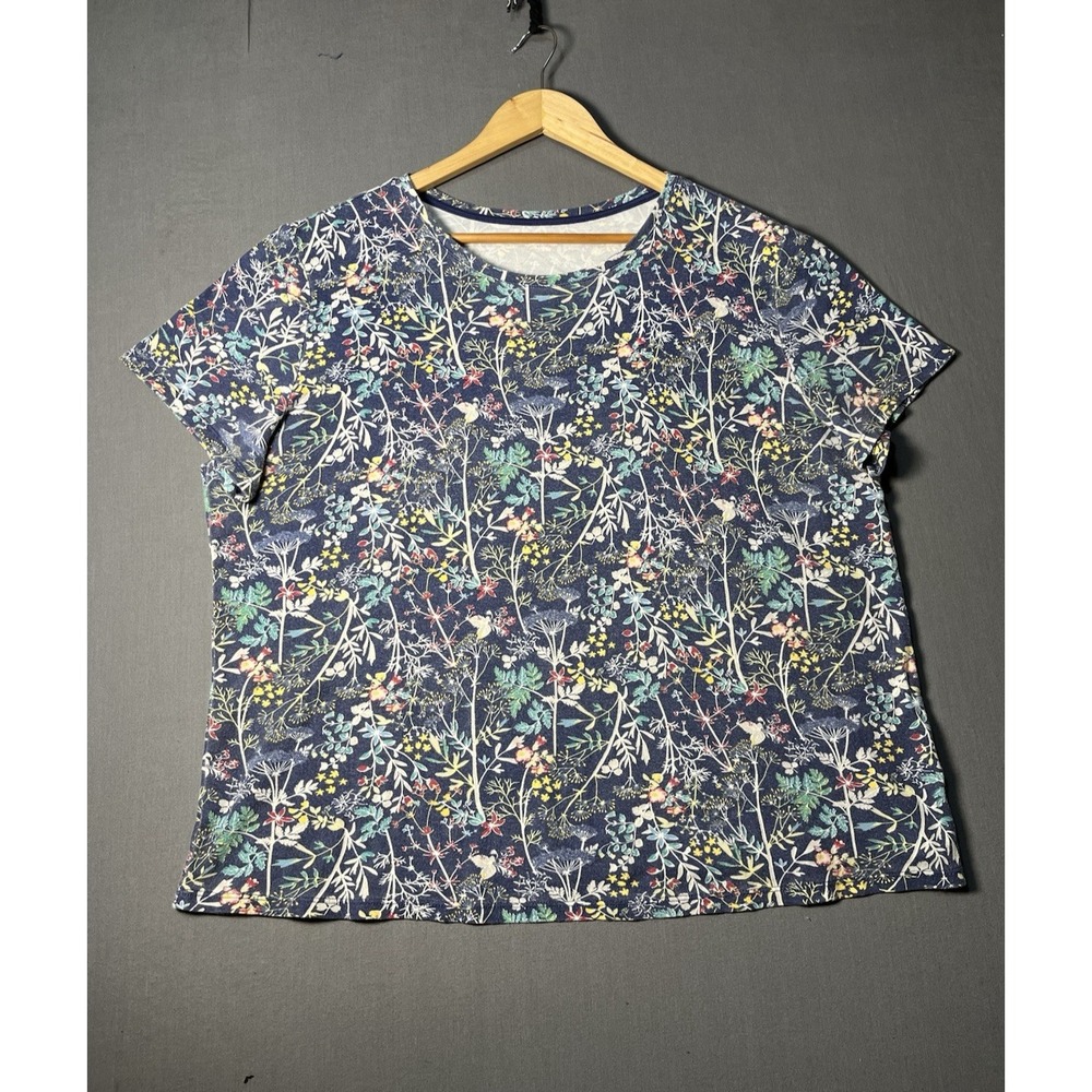 Laura Scott Women's XL Floral Print Short Sleeve Top
